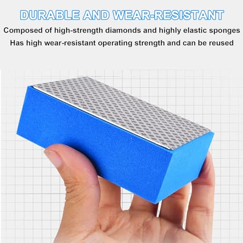 4Pcs Diamond Sanding Pads Diamond Hand Polishing Pads, Tile Sanding Block with High-Density Sponge for Ceramic Tile Glass Stone Marble Granite Metal Grinding (60#,100#,200#,400#)