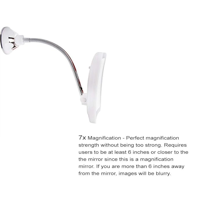 SunplusTrade Makeup Mirror with LED Lights and 7X Magnification, Portable Cordless Design Suction Cup Mirror for Home and Travel with Flexible Gooseneck to Adjust to Any Position Easily