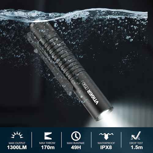 VTIGER T1A Mini Pocket EDC Flashlight with Clip,1300 Lumen Compact AA Rechargeable LED Little Flashlights, Super Bright Tail Switch Small Flash Light with Magnet for Camping,Hiking,Outdoor,Emergency