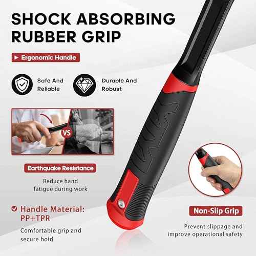 YIYITOOLS 4-Piece Hammer Set - 2LB Dead Blow, 24oz Ball Peen, 20oz Claw, 3LB Sledgehammer - One-Piece Carbon Steel Forging, Ergonomic Anti-Slip Rubber Grips for Garages, Repair Shops, and DIY