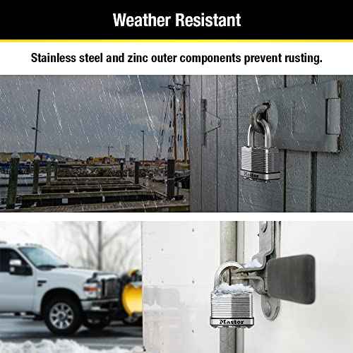 Master Lock M5XT Magnum Heavy Duty Outdoor Padlock with Key, 2 Pack Keyed-Alike
