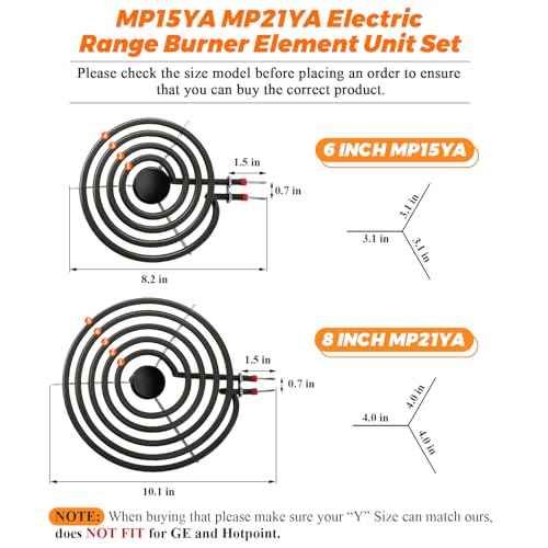316048413 316048414 Chrome Stove Burner Drip Pans and MP22YA Electric Range Burner Element Set MP15YA(6") MP21YA(8") by Blutoget - Fit for Frigidaire Ken-more Cro-sley Tap-pan Electric Range Stove