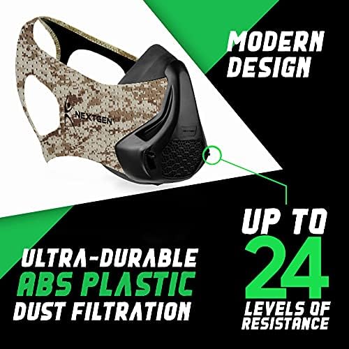 NEXTGEN Breathing Workout Mask - Enhance Stamina & Endurance | 24-Level Adjustable Airflow for Optimal Lung Performance | Elevate Cardio & Gym Training for Men (Beige Camo)