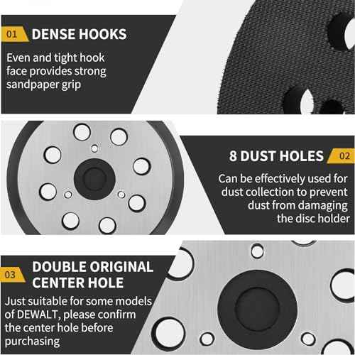 5" 8 Hole Hook & Loop Orbital Sander Metal Pad Compatible with Makita XOB01Z BO5010 BO5021 BO5030K BO5031K BO5041K Random Orbital Sander Replacement Part for Makita # 743081-8 & 743051-7