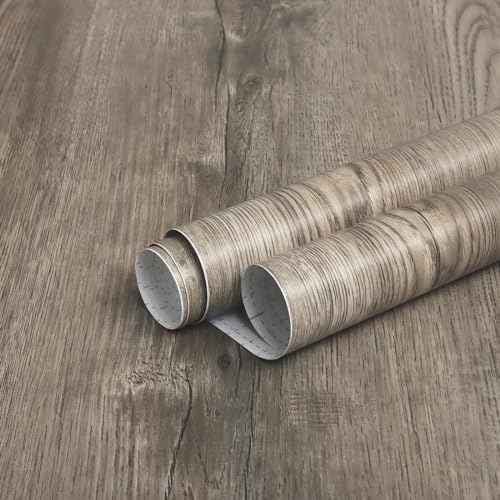 GloryTik 118"X17.7" Grey Brown Wood Grain Contact Paper Faux Wood Peel and Stick Wallpaper Wood Removable Self Adhesive Waterproof Wallpaper