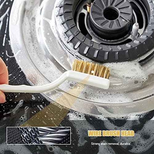 ORIJOYNA Set of 3 Kitchen Cleaning Scrubbers - Wire Brush (Stainless Steel + Brass + Nylon) for Range Hood Grease, Grime and Rust