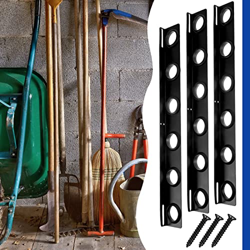 Dunzy 4 Sets 6-Tool Landscape Trailer Rack for Lawn Equipment 6 Hole Hand Tool Storage Rack Landscaping Shovel Holder for Truck with Rubber Grommets and Mounting Hardware Accessories, Black