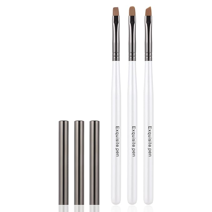 White Nail Art Clean Up Brushes for Cleaning Polish Mistakes on the Cuticles, Acetone Resistant Nail Brush, Fingernail Cleaning Brushes for Nail Art and Designs (Round&flat&Bevel)