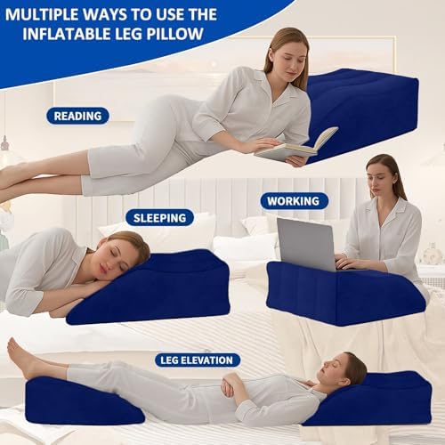 Inflatable Leg Pillow for After Surgery – Leg Elevation Pillow for Side Sleeping,Swelling & Circulation,Portable Wedge Pillow for Leg Support,Travel,Recovery,Knee Surgery,Back Pain & Everyday Comfort
