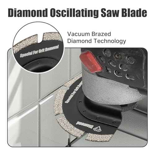 Diamond Oscillating Saw Blades 4PCS, 3'' Universal Multitool Blades for Grit Grout Removal, Quick Release Multi Tool Kit for Tile, Air Brick, Cement, Concrete, Masonry