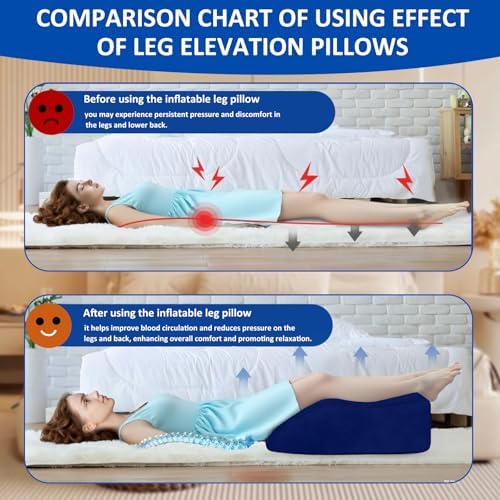 Inflatable Leg Pillow for After Surgery – Leg Elevation Pillow for Side Sleeping,Swelling & Circulation,Portable Wedge Pillow for Leg Support,Travel,Recovery,Knee Surgery,Back Pain & Everyday Comfort