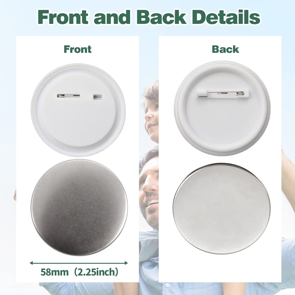 Mostme 200 Sets 58mm/2.25 inch Button Supplies Button Parts for Buttons Maker Machine 58mm, Round Badge Blank Buttons Pins, Includes Plastic Pin Back Cover, Metal Cover, Clear Film&Blank Paper