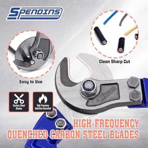 18in Cable Cutter for Copper & Aluminum Cables, Long Arm Ergonomic Handles, High-Frequency Quenched Blades for Electrical, Communications and DIY (NOT for Steel or Hardened Materials)