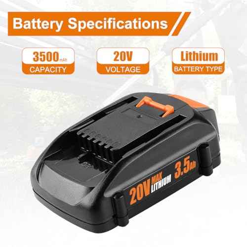 3.5Ah Replacement for Worx 20V Battery WA3525 Compatible with Worx Battery 20V PowerShare Lithium-ion WA3520 WA3575 WG151s WG155s WG251s WG890 WG891 (2 Pack)