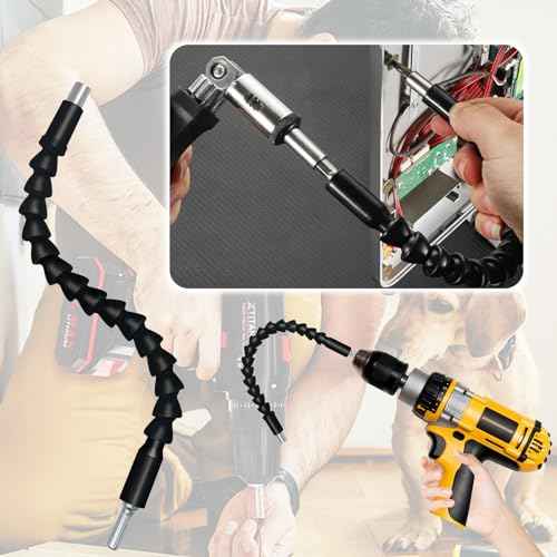 Flexible Drill Bit Extension Super Bit, Superbit Drill Bit Extension, 11.6 inch Bendable Drill Extension, Flexible Shaft Extension Bits (2)