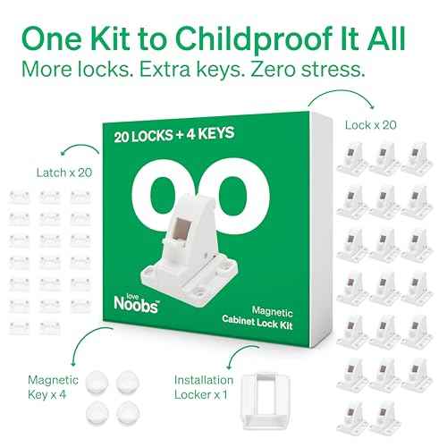 Easy Installation Magnetic Child Safety Cabinet Locks by LoveNoobs¢â, 20 Locks + 4 Keys, Keep Your Little Ones Safe with Easy-to-Install, Secure Baby Proofing for Cabinets and Drawers