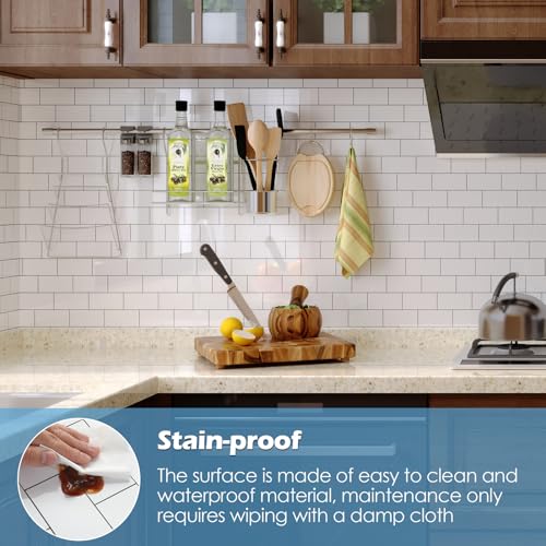 Peel and Stick Tile Backsplash 12"X12" PVC Wall Tiles, Stick on Backsplash for Kitchen, Bathroom Tile, Fireplace, Laundry (1 Pack, Polished Marble White)