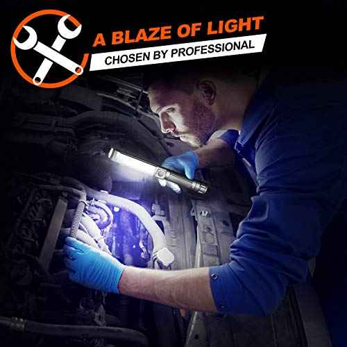 NICRON Worklight Flashlight Pocket COB Magnetic Base Work Light, 500 Lumens Inspection Pen Light 5 Modes LED Flood Beam WL15 Handheld Led Flashlight 3*AAA for Car Repair, Household and Outdoor Use