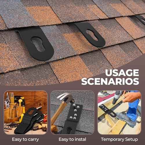 5 Pcs Roof Safety Anchor Hitch Clip, Permanen Roof Anchor for Fall Protection Connect to Wood Surface,Roofing Anchor Bracket Use with Other Roof Safety Equipment(Aluminum - Black)