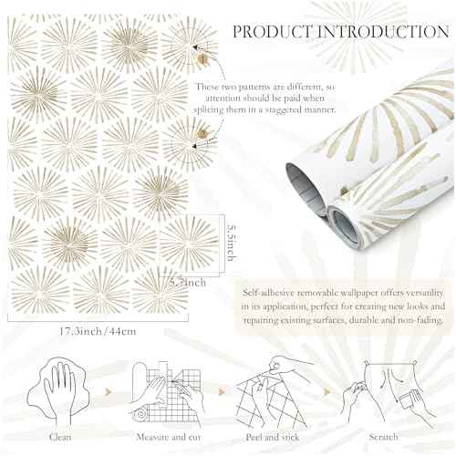 Modern Peel and Stick Wallpaper Boho Self Adhesive Wallpaper Peel and Stick Geometric Contact Paper White and Beige Wall Paper Removable Wallpapers 17.3''¡¿78.8'' for Bedroom Bathroom Cabinets Decor