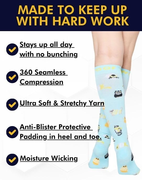 Compression Socks for Women & Men Circulation - 15-20 mmHg Compression Socks - Best Support for Nurses, Running, Athletic