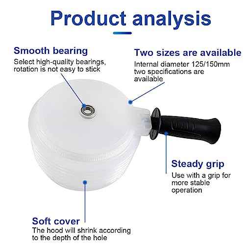 EMVANV Hole Saw Dust Bowl with Handle,Drill Dust Collector Rubber Scalable Dust Cover Collector for Ceiling Cutting Work and Other Drilling Works(Size:125mm)