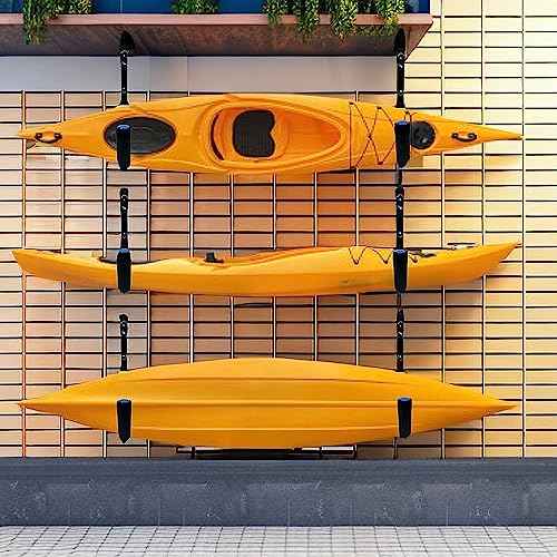 Kayak Storage Rack Wall Mount, Garage Storage Hooks, Heavy Duty Garage Hangers for Hanging Canoe, Surfboard, Snowboard, Paddle Board, Ladders, Bikes, Tool