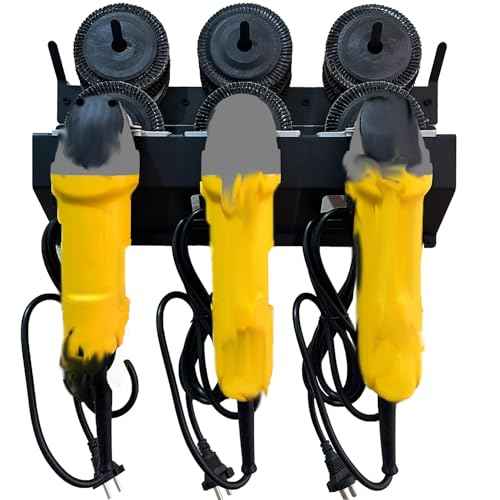 Updated Angle Grinder Holder, 3 Bay Angle Grinder Holder with Discs Hook Rack, Grinder Rack for Garage, Workshop, or Tool Trailer