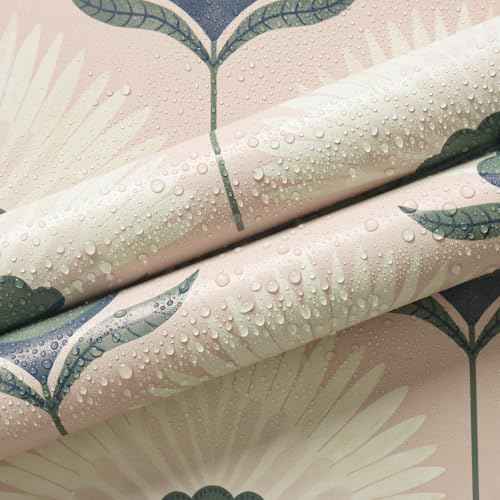 CiCiwind 17.3"¡¿393.7" Wallpaper Peel and Stick Pink Boho Wall Paper Floral Removable Self Adhesive Wallpaper for Bathroom Bedroom Laundry Room Papel Tapiz para Pared Wall Covering