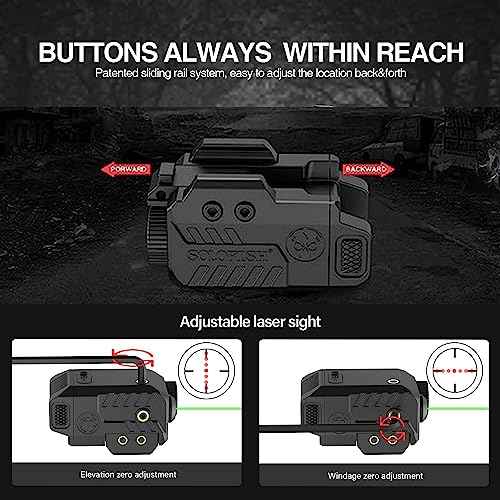 Solofish 500lm Tactical Flashlight Compatible for Compact with Rail, Green/Red/Blue Beam and White LED Combo with Strobe