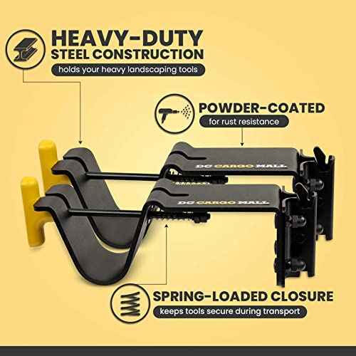 DC Cargo Mall E Track Tool Holder with Locking Handle ? (2 Pack) Heavy Duty Weed Eater, Trimmer & Shovel Rack for Enclosed Trailers