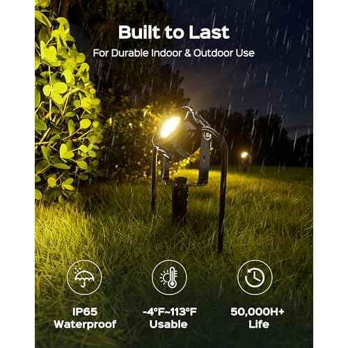 JACKYLED 8-Light LED Low Voltage Landscape Lighting, 9W Outdoor Spot Lights with Adapter, 3000K Warm White, ON/Off Timer, IP65 Waterproof Spotlights with Spiked Stand for Pathway, Patio, Tree, 63FT