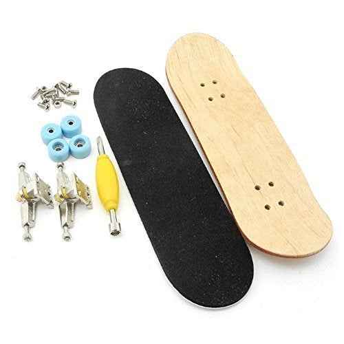 Maple Wooden Fingerboard with Blue Bearing Wheels Nuts Trucks Tool Kit