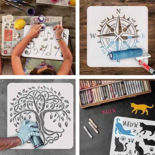 FINGERINSPIRE Lion Head Stencil 11.8x11.8 Inch - Wild Animal Pattern for African Big Cat - Reusable Plastic Stencil for Painting on Wood, Floor, Wall and Tile