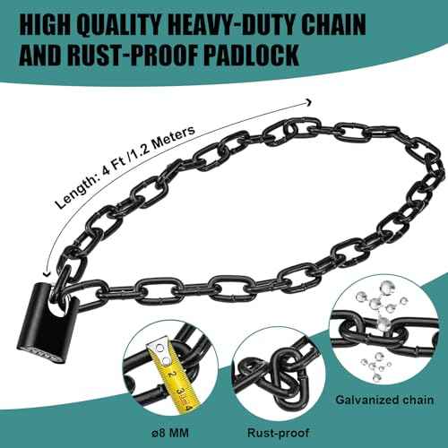Heavy Duty Combination Lock with Chain,47 inch Long,8mm Thick £¬Safety Chain Locks with Code,Padlock with Chain for Motorcycles, Bicycle, Door, Gate, Fence,Warehouses, Garage(Lock and Chain)