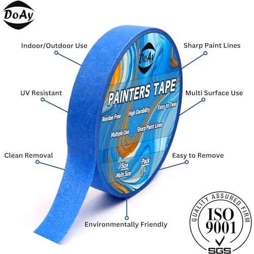 Blue Painters Tape 1/4" 1/2" 3/4" x 60 Yard - Multi Size Pack - Multi Surface Use - 3 Rolls
