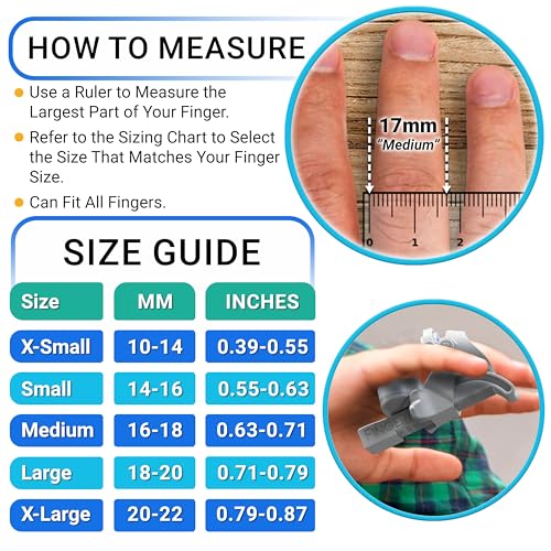 Finger Straightener | PIP Extension Orthosis/Splint For Bent Fingers, PIP Flexion Contractures | Adjustable Joint Stretcher Device | Made in USA | Gray/X-Small