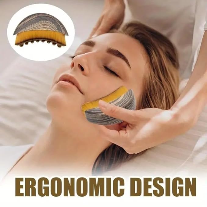 Lymphatic Contour Face Brush Drainage Massager Dry Sculpting Gua Sha Facial Depuffer Tool Massage Skin Lifting Beauty Appliance (1, Brown)