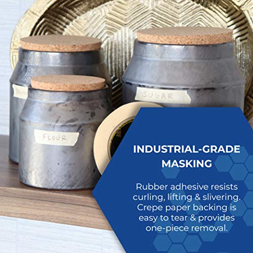 3M 2364 Performance Masking Tape - 0.50 in. x 180 ft. Tan, Rubber Adhesive, Crepe Paper Backing Painters Tape Roll