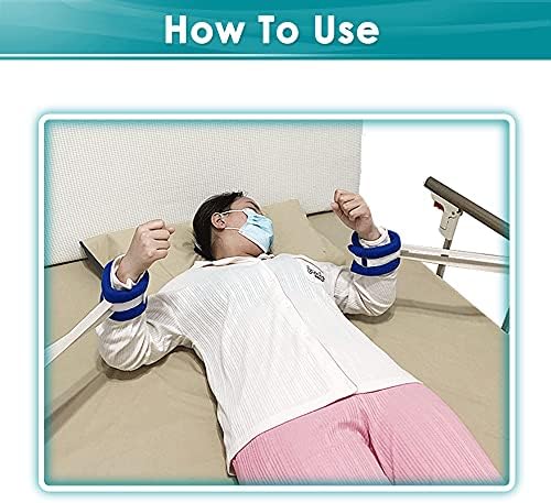 NEPPT Bed Restraints for Elderly Dementia Patients Ankle and Wrist Restraints Limb Holders Hospital Bed Rails for Elderly Adults Safety Medical Bed Restraints Straps for Seniors Soft Padded (4 PCS)