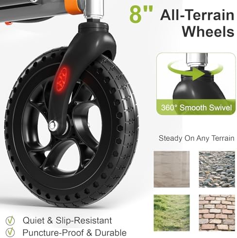 Rollator Walkers for Seniors with Seat, Foldable Walkers for Senior, 8" All-Terrain Wheels, 18" Big Seat, 6-Level Adjustable Height Rolling Walker, 350 lb, Walker for Seniors & Adults (Sliver)