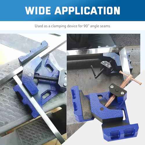 DASBET Cast Iron Heavy Duty Two Axis 90 Deg Welding Clamp Right Angle Self Centering Jig Fixture for Wood Miter Clamp