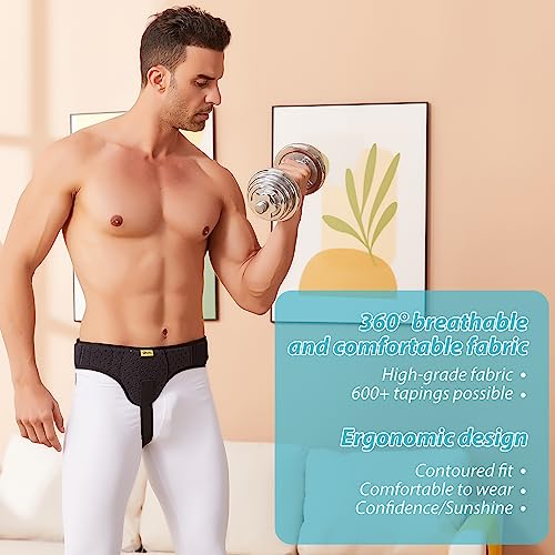 Inguinal Hernia Belt for Men & Women | Single-Side Precision Support (Left/Right) | Medical-Grade Post-Surgery Truss with Adjustable Waist Strap | Black, L (35.5"-41.5" Hip)