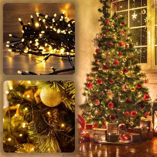 6 Pack Solar Chrismas Lights Outdoor, 285 FT Total 720 LED Solar String Lights for Outside with 8 Modes & Memory Function, Waterproof Twinkle Light for Xmas Tree Yard Party Decorations (Warm White)