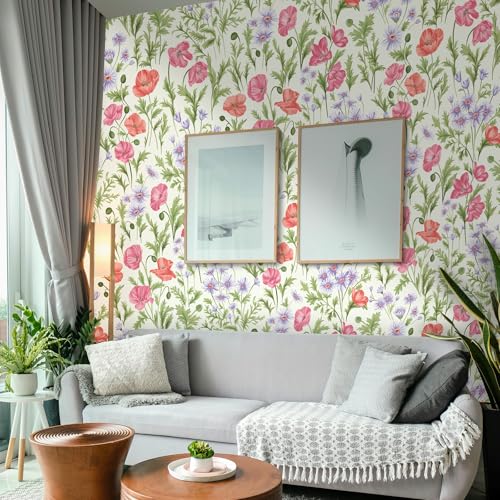 Peel and Stick Wallpaper for Home Decoration Kitchen Luxuriant Blossoms Wallpaper Removable Vinyl Self Adhesive Shelf Paper & Drawer Liner Roll House, Workshop & Office 17.3" x 118" SM-077-3