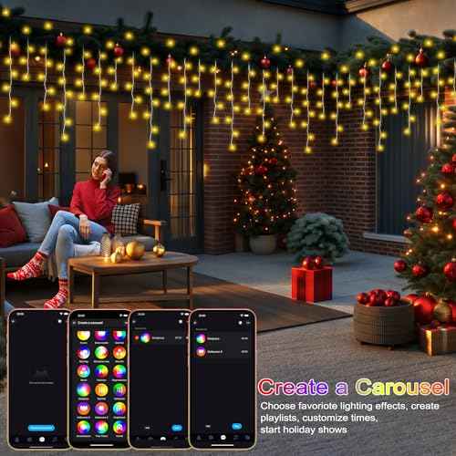 40+ Modes Smart Icicle Lights for Outside - 65.6Ft App Controlled Super Xtras 16 Million Color Changing Icicle Christmas Lights Outdoor Indoor Dimmable Timer Remote Waterproof