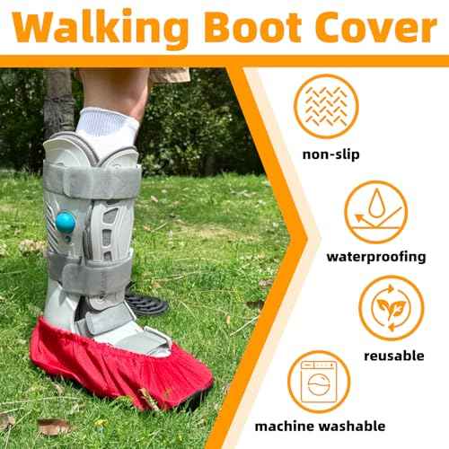 Air Cam Walking Boot Covers 2 pcs, Fracture Medical Cast Boots Shoe Covers for Broken Foot Ankle Recovery With Waterproof Anti-slip and Washable (Medium)