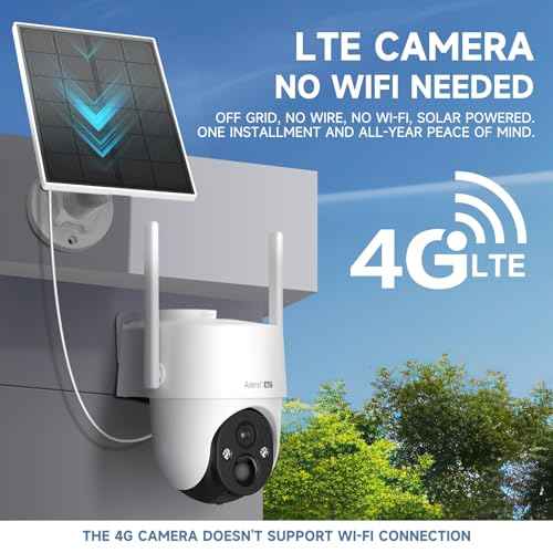 ARENTI 4G LTE Cellular Security Camera 2K, Solar Powered Live Feed Camera Outdoor Wireless for Home Security, Color Night Vision, 360¡Æ PTZ No WiFi Needed, PIR Sensor 2 Way Talk (Includes SIM Card)
