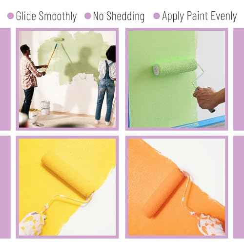 Bates- Paint Roller Covers, 9" x 3/8", 6 Pack, Yellow Stripes, Covers for Paint Rollers 9 Inch, 9 Inch Paint Roller Covers, Paint Roller Cover, Paint Roller Covers 9 Inch, Large Paint Roller Covers