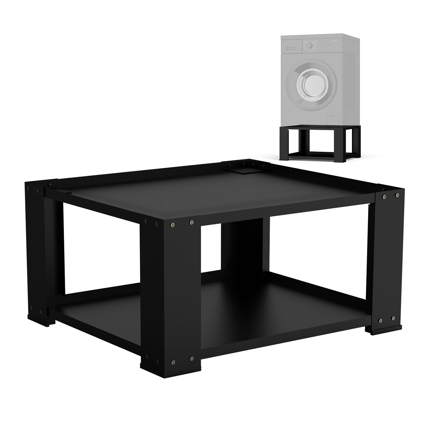 SKM Washer and Dryer Stand - 27" & 28" Heavy Duty Steel Pedestal, 700lbs Capacity, 15.7" Height, Universal Washing Machine Raiser, Black